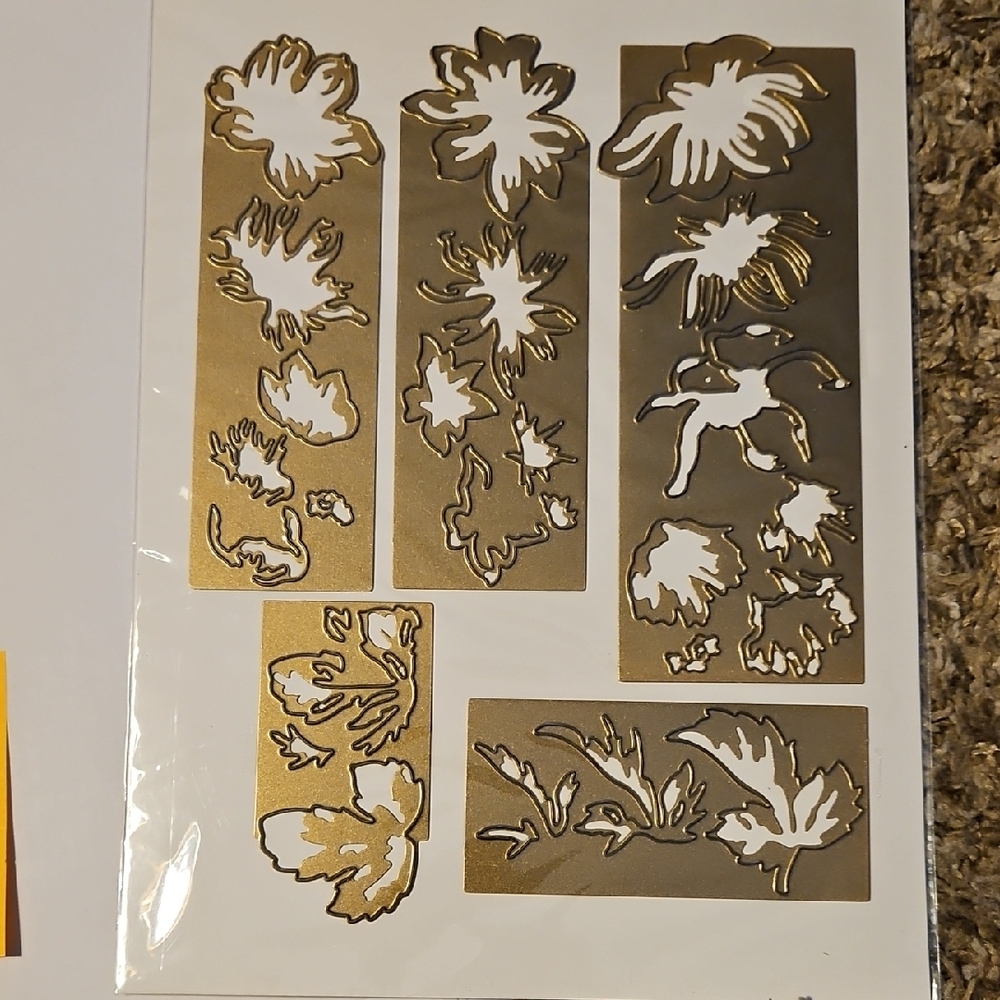 Gold and White Floral Stencil Set